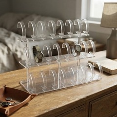 Elegant 3-Tier Acrylic Watch Stand Holder – 24 Watch Display Rack Clear