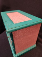 Vintage Jewelry Box Seller Refurbished Restored Turquoise and peach and reds