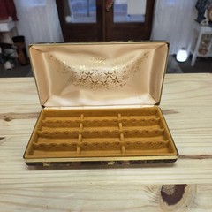 Vintage MELE Abstract Gold Swirl Hard Tortoise Shell Jewelry Box Travel Case