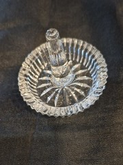 Vintage Clear Cut Crystal Ring Holder Dish Sunburst