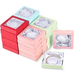 24 Pcs Jewelry Gift Boxes 3.5 x 3.5 x 0.8 inch Square Cardboard Colorful