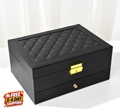 Jewelry Box for Women Girls, Two Layers Jewelry Organizer (Black) | Vintage