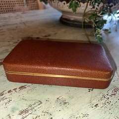 Vintage 1960’s FARRINGTON Brown Genuine Texol Jewelry Box Velvet Lining