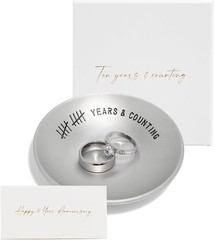 10Th Anniversary Tin Gifts – 4 In., Engraved, Aluminum Wedding Ring Holder Dish