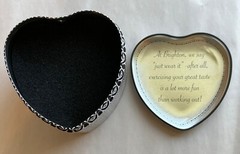 Brighton Jewelry Gift Tin Valentine Heart Shaped 3” Tall Black & White