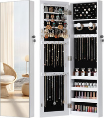 Hanging Jewelry Cabinet, Jewelry Organizers and Storage Lockable Jewelry Armoire