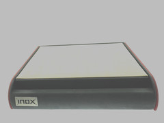 INOX RED VELVET SIDES IVORY TOP Jewelry Display PRESENTATION Holder Display USED