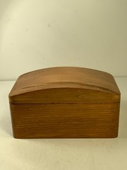 Vintage Handmade Wood Jewelry Box with Mirror 6.25 in.