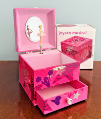 NEW JOYERO Girls Pink MUSICAL JEWELRY BOX Organizer Dancing Ballerina IN BOX