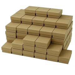 20 Boxes of Kraft Brown Cotton Filled Jewelry Packaging Gift Boxes