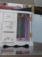 New Small to Medium White Natural Wood Jewerly Box W/Butterflys