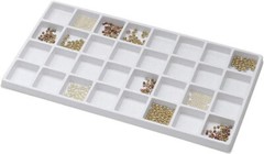 12 Tray Inserts 32 Compartment Liners White Jewelry Plastic 14″ x 7 ½” x ½”
