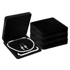 4 Pcs Velvet Jewelry Set Box Jewelry Gift Boxes Earring Ring Bracelet BLACK