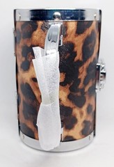 Brown Leopard Pattern 2-Layer Jewelry Organizer Faux Leather/Aluminum Red Lining
