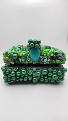 Handmade Green Beaded Trinket Box | Gem-Inspired Jewelry Box | Unique Boho Gift