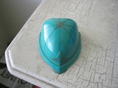 VINTAGE ART DECO CELLULOID RING BOX! HEART SHAPE! TURQUOISE! RARE!