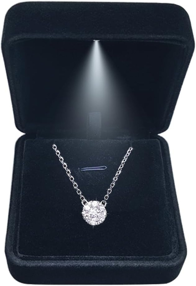 “Pendant Necklace Box with LED Light, Necklace Gift Box Velvet Jewelry Disp “