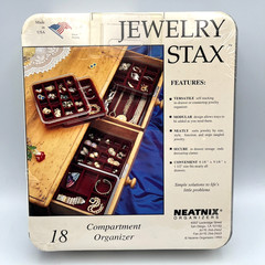 Neatnix Jewelry Stax Organizer Tray 18 Compartments Burgundy Vtg Made in USA