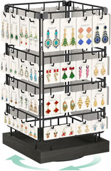 Rotating Earring Display Holder Stand for Vendors Selling, Black | Large Capacit