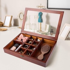 Adjustable Crystal Display Case with Shelves, Gem Holder & Organizer for Collect