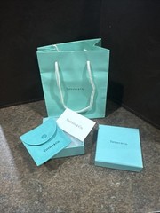 Tiffany & Co. ~ Blue Gift Box 3×3″ Gift Box & Suede Jewelry Snap Pouch / Bag