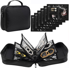 Waterproof Anti-Tarnish Jewelry Organizer for Travel – Large Capacity Foldable J