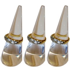 3 Pack Solid Clear Acrylic Cone Finger Ring Jewellery Display Stand Holder Bulk