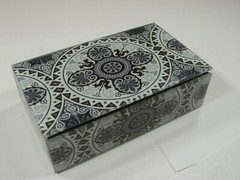 Set of 3 Nesting Beading Keepsake Glass Boxes Wholesale Bulk Sale Lot (TCC-7) ⭐