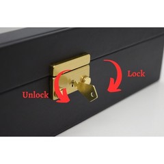 Novel Box Black Leatherette Glass Top 10 Watch Jewelry Display Case With Lock