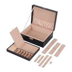 Small Jewelry Box Necklace Ring Storage Organizer Case Double Layer Travel Box
