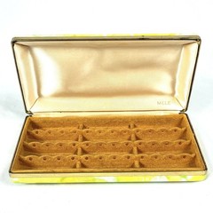 Vintage MELE Abstract Gold Swirl Hard Tortoise Shell Jewelry Box Travel Case