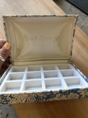 Vintage Sarah Coventry Blue&white Floral Travel Jewelry Box Case