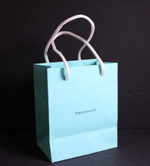 Tiffany & Co. Empty Signature Blue Gift Shopping Bag 5x6x3” Paper Rope Handles