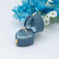 Blue Jean Georgian Vintage Jewelry Ring Box Linen Velvet Proposal Engagement
