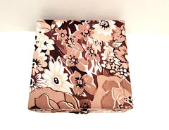 Jewelry Box Ring Slots Flower Design Hand Made Hong Kong Fabric Cover 6 inch