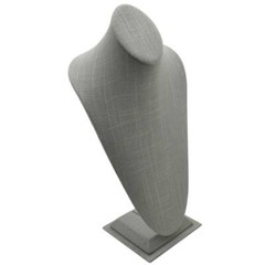 Modern Grey Linen Necklace Display Tall Necklace Display Showcase Jewelry Bust