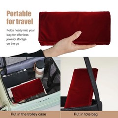 Travel Velvet Jewelry Organizer Roll Bag for Necklaces, Bracelets, Earrings, Rin