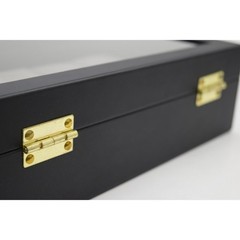 Novel Box Black Leatherette Glass Top 10 Watch Jewelry Display Case With Lock