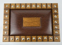 Vintage MCM Jewelry Box Wood Faux Leather Decorative Nails 1960’s Apex Quality