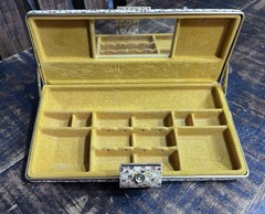 Vintage Retro Hinged Multicolor Floral Pattern Jewelry Box With Mirror