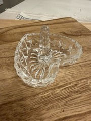 Clear Glass Heart-Shaped Ring Holder Jewelry Dish for Unisex Adults