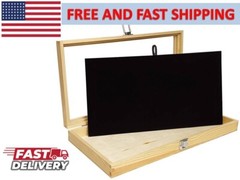 Wooden Jewelry Display Case with Tempered Glass Top Lid SHIPS FREE