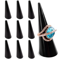 10 Pack Solid Black Acrylic Cone Finger Ring Jewellery Display Stand Holder Bulk