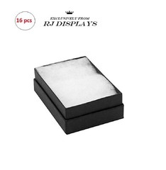 16 Pack Cotton Filled Matte Black Paper Cardboard Jewelry and Small Gift, Rin…
