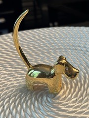 Charming Gold Colored, Dog Ring Holder. Vintage? Possibly!