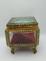 Retro Old Jewelry Box Soviet Vintage Bevelled Glass Crystal USSR 60s Rococo