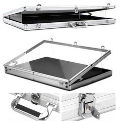 Aluminum Acrylic Clear Top Display Locking Travel Case Trading Coin/Card/Jewelry