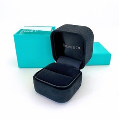 Tiffany Empty Black Suede Presentation jewelry ring box & blue outer box!