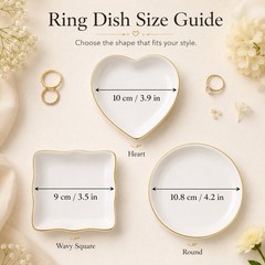 Personalized Graduation Ceramic Ring Dish, White with Gold Rim, University Theme