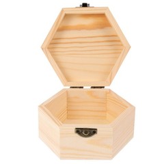 Retro Jewelry Box Wood Hexagon Storage Organizer Protection 1Set 5.2×4.5×2.8in